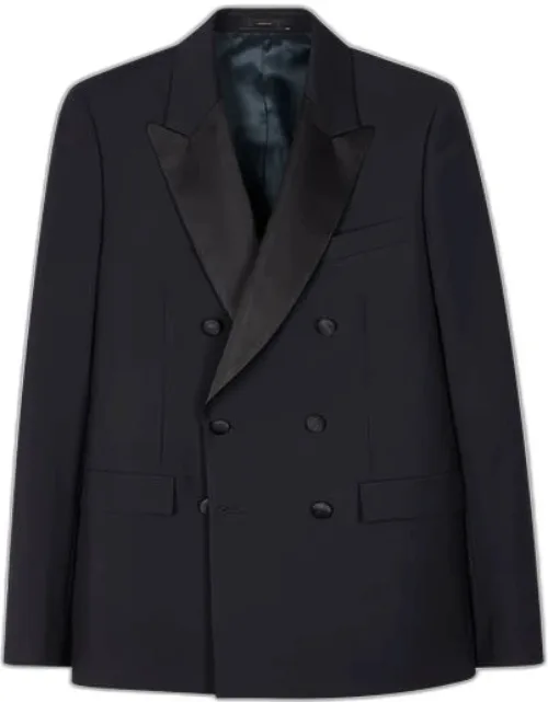 Wool-mohair Double-breasted Evening Blazer