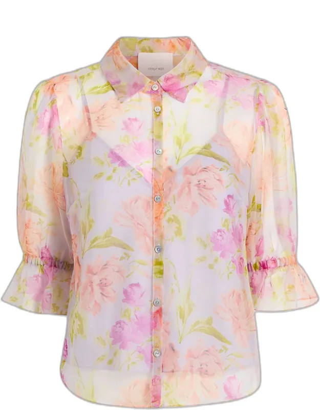 Floral Puff-sleeve Top