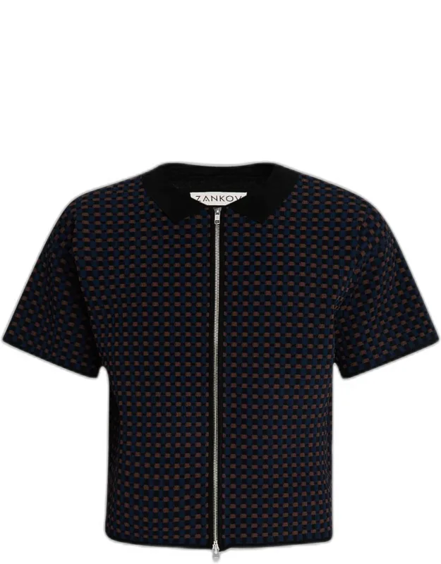 Geometric Jacquard Zip Sweater