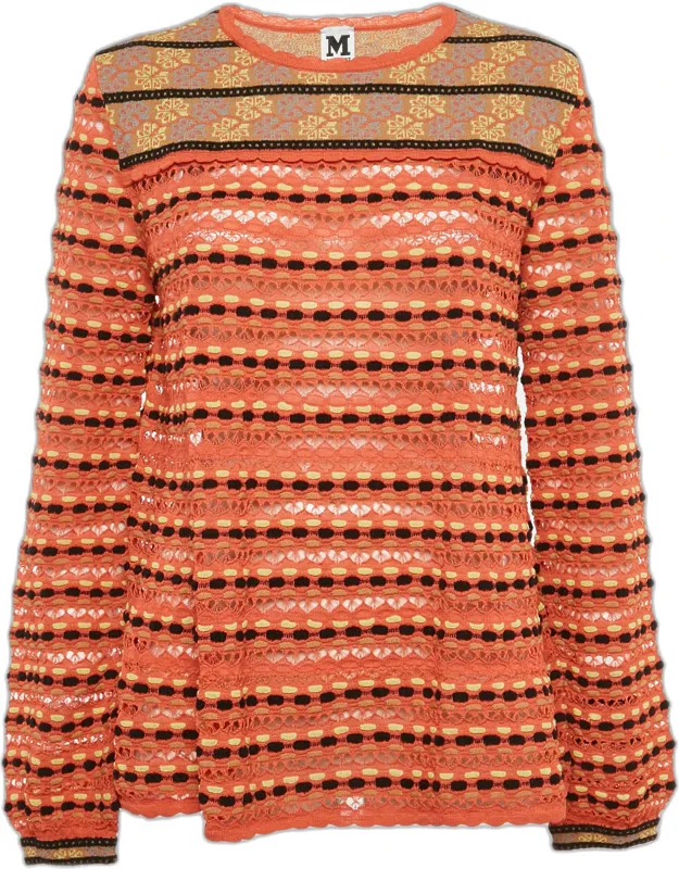 Multicolor Patterned Knit Long Sleeve Top