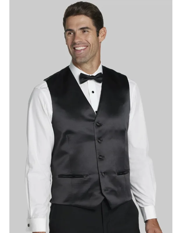 Tailored Fit Wool Blend Satin Front Tuxedo Suit Vest