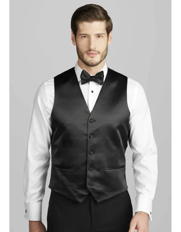 Skinny Fit Wool Blend Tuxedo Suit Vest