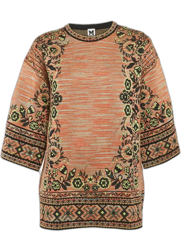 Multicolor Patterned Knit Wool Blend Top