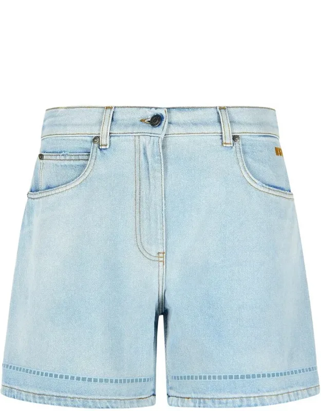 Msgm Denim Shorts With Five-pocket Style And Embroidered Logo Lettering