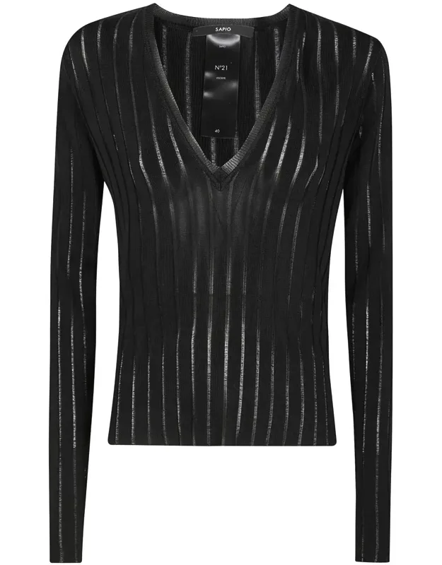 Viscose Crepe De Chine V Neck Sweater