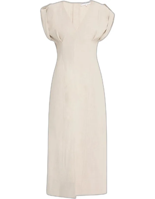 Cap-sleeve Flax Linen Maxi Dress