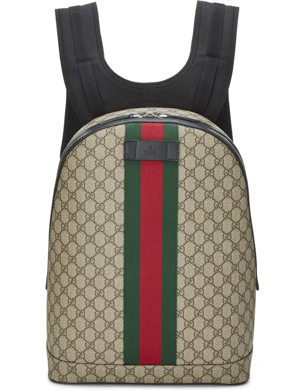 Black Gg Supreme Canvas Web Backpack