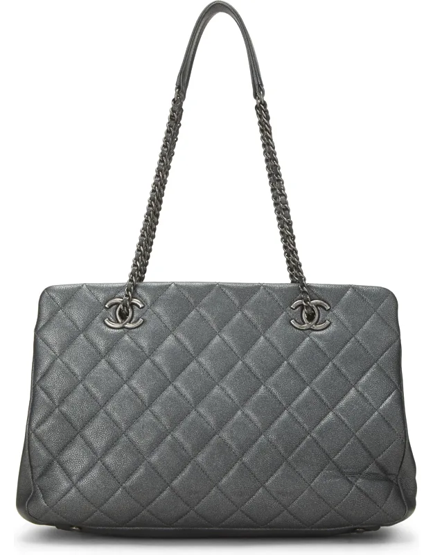 Metallic Leather Tote Small