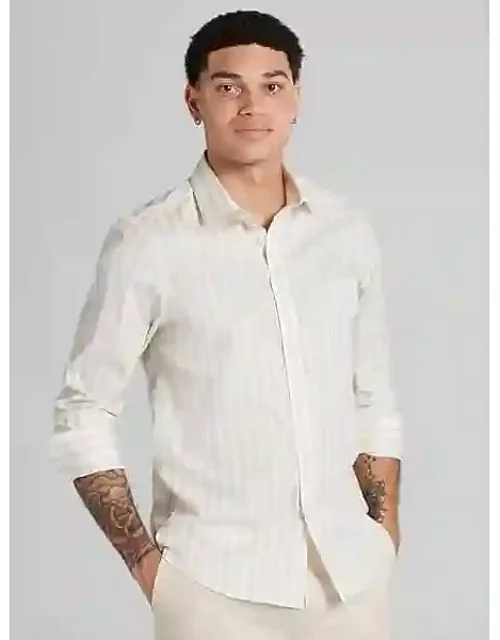 Big & Tall Slim Fit Wide Stripe Button Up Shirt