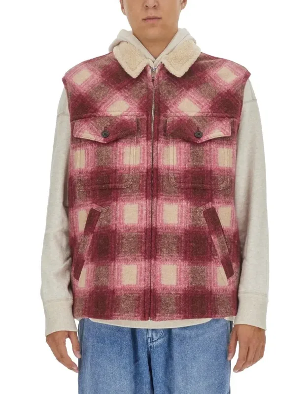 Plaid Checked Zip-up Gilet