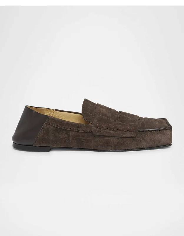 Moccasin Carre Suede Penny Loafers