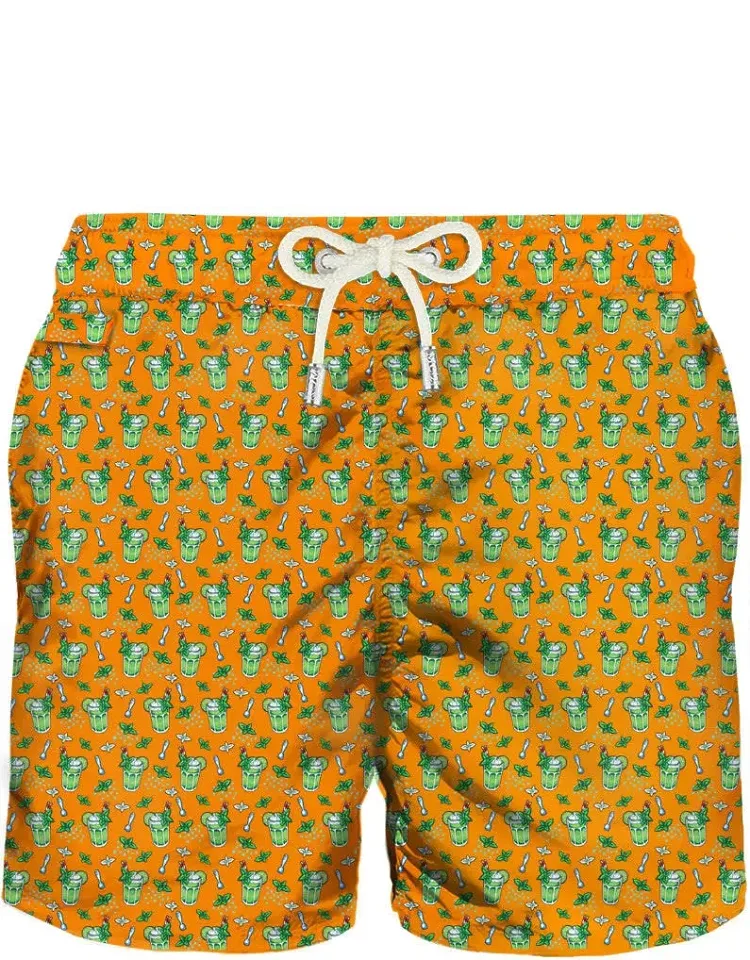 Light Fabric Swim Shorts With Mojito Print