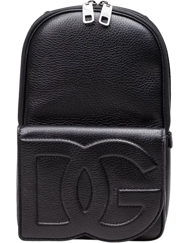 Leather Backpack With Embossed Logo