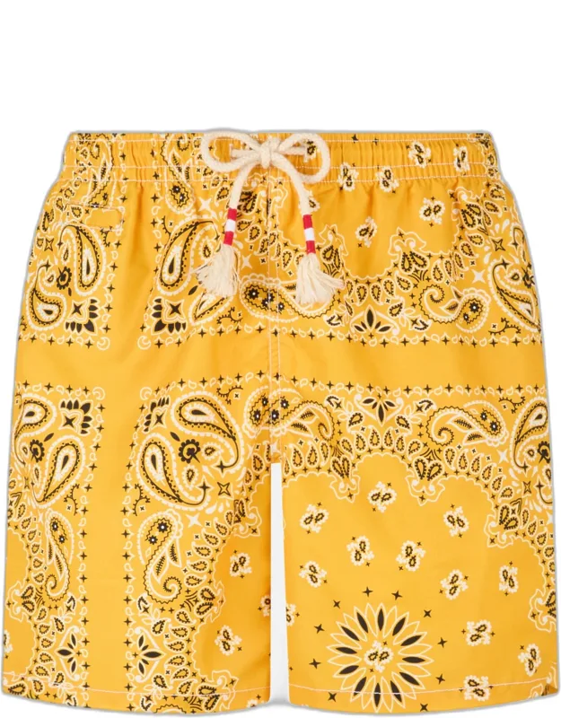 Swim Shorts With Ochre Bandanna Print
