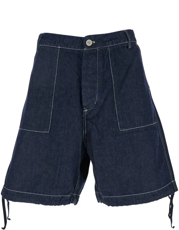 Shorts With Logo Patch On The Back In Denim