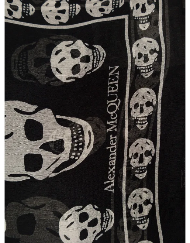 Scarf With Skull Print All-over
