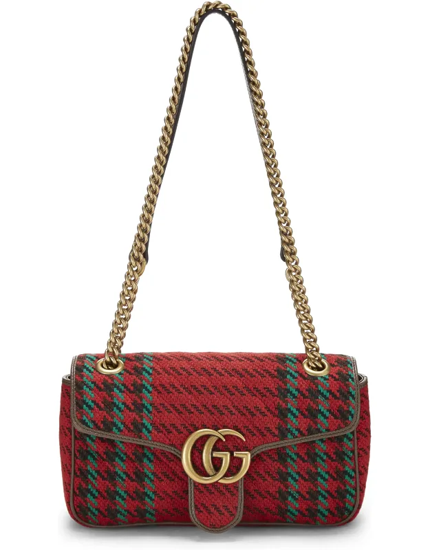 Multicolor Houndstooth Wool Marmont Shoulder Bag