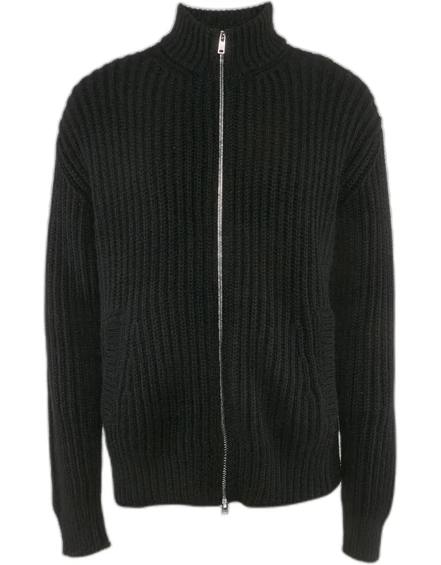 Rib Knit Zip-up Cardigan