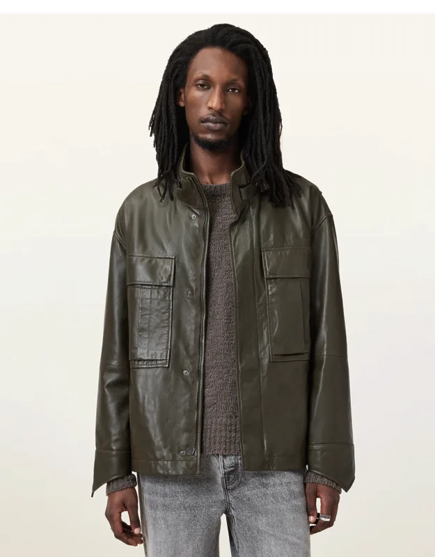 Halton Funnel Collar Leather Jacket