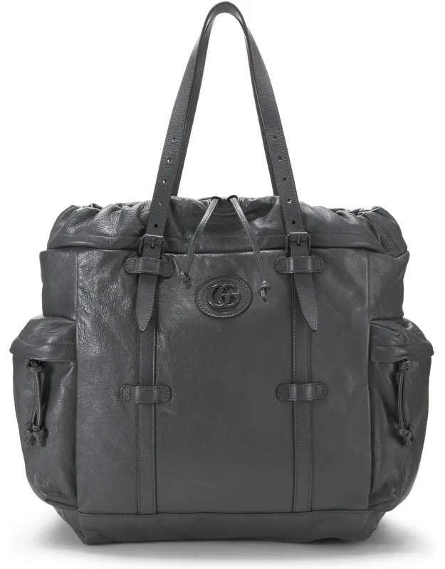 Leather Double G Drawstring Tote
