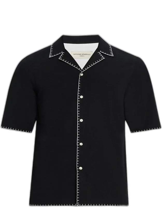 Eren Seersucker Whipstitch Camp Shirt