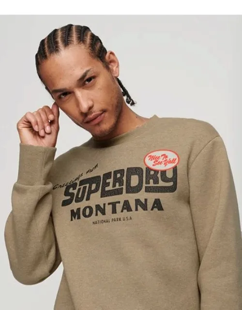 Classic Graphic Print Travel Postcard Crew Sweatshirt