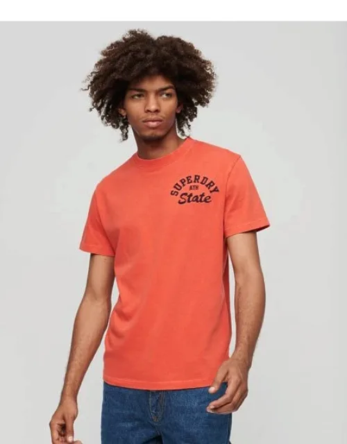 Superdry Embroidered Superstate Athletic Logo T-shirt - Relaxed Fit, Ribbed Crew Neck
