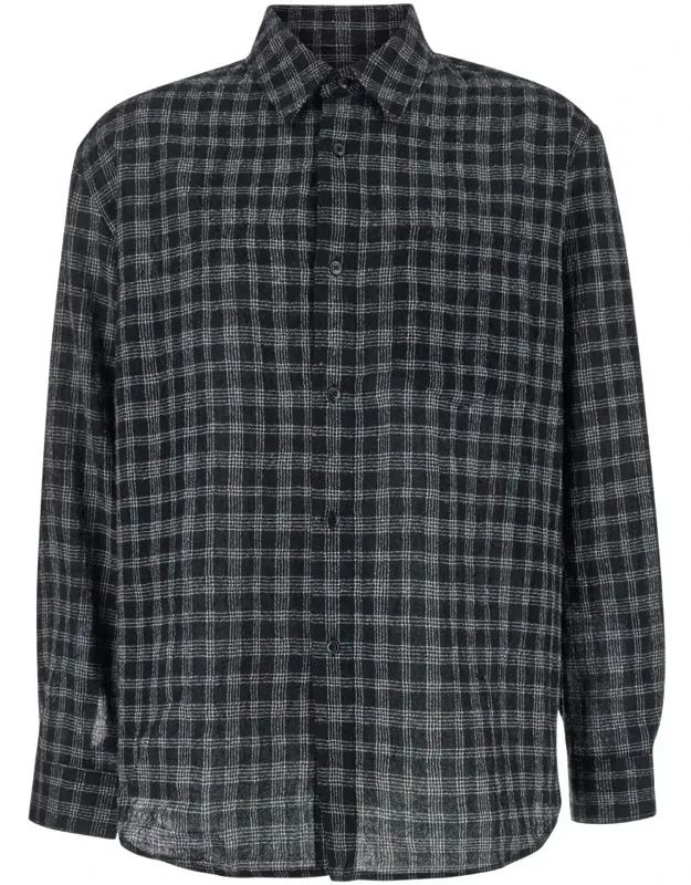 Shirt With Check Motif In Wool Blend