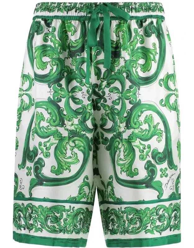 Printed Silk Bermuda Shorts