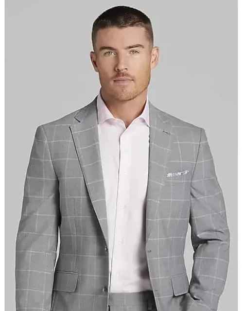 Slim Fit Suit Separates Windowpane Plaid Jacket