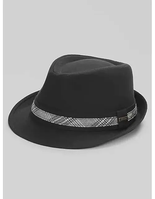 Linen Blend Plaid Band Fedora