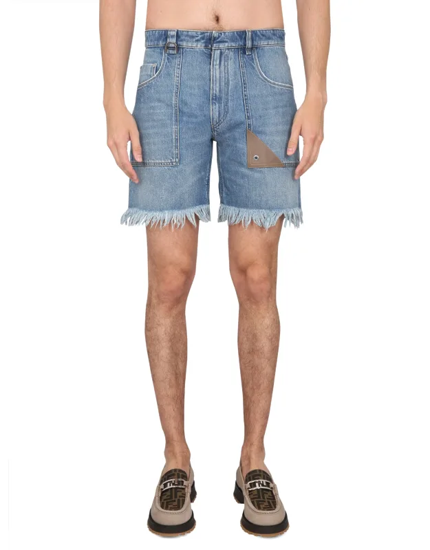 _fendi Denim Bermuda Shorts Maxi Fr_