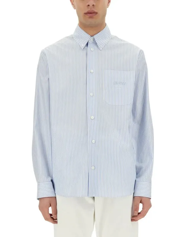 Striped Shirt With Silk Printed Insert