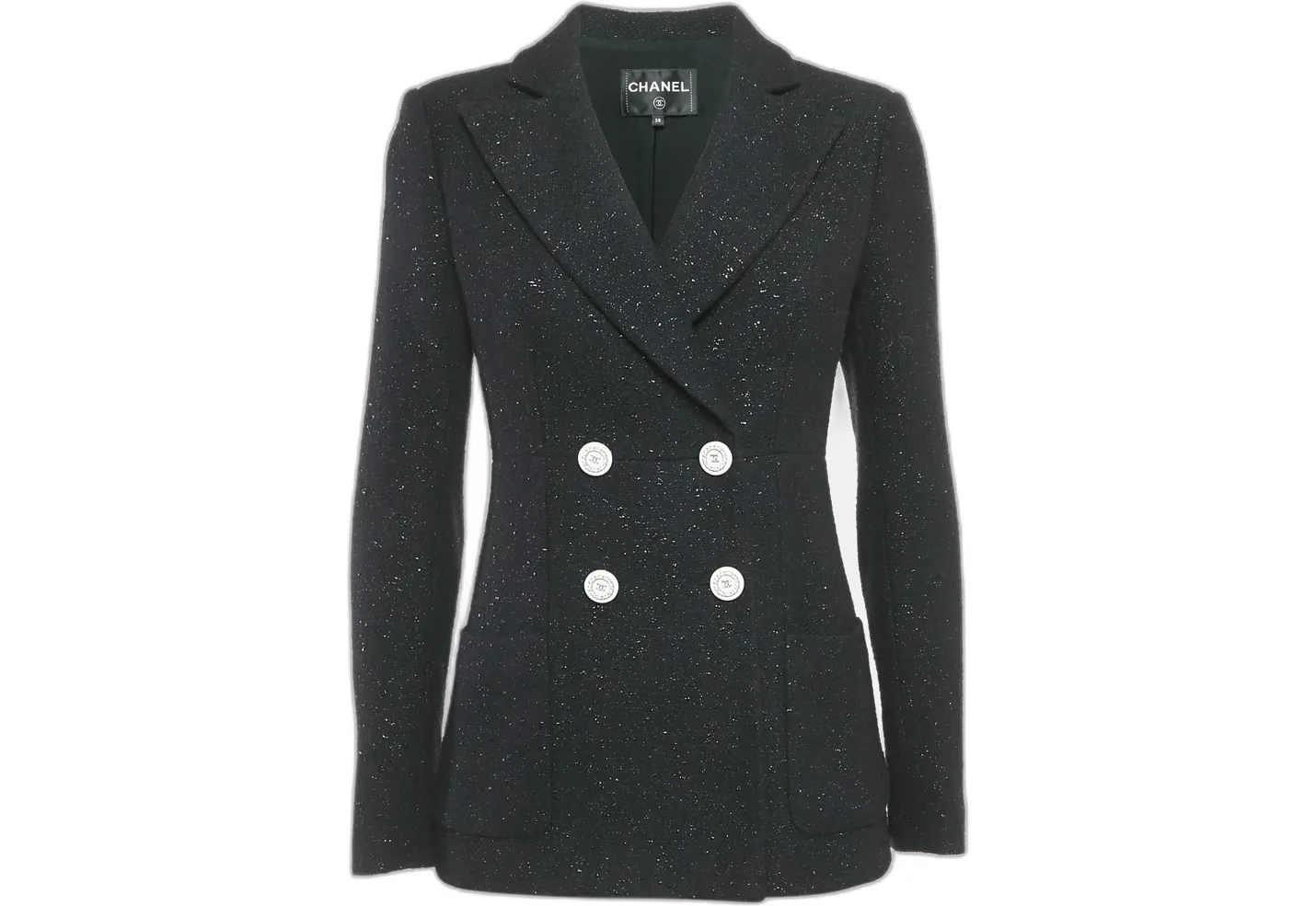Wool Blend Tweed Double Breasted Blazer
