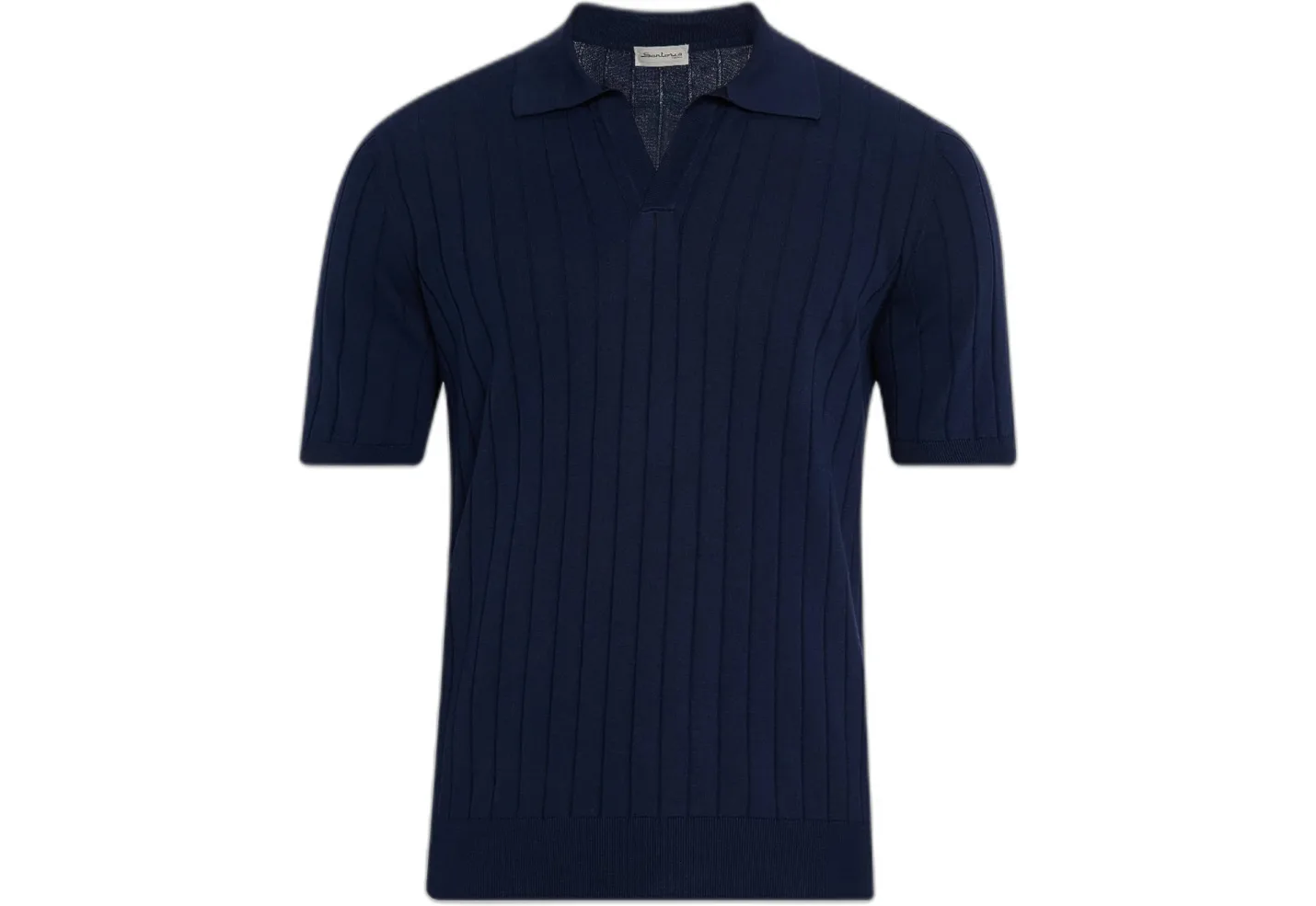 Cotton Rib Johnny-collar Polo Sweater