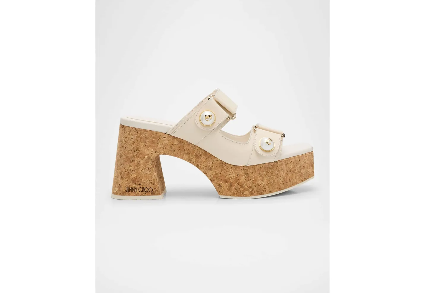 Fayence Leather Pearly Dual-strap Platform Sandals