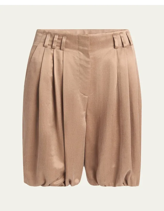 Pleated Bubble Viscose Shorts