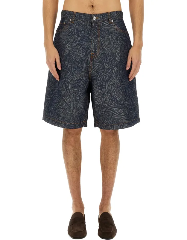 Jacquard Denim Bermuda Shorts