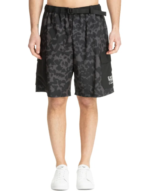 Track Shorts With Belt And Multipockets