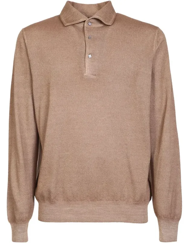 T-shirt Polo Collar Long Sleeves