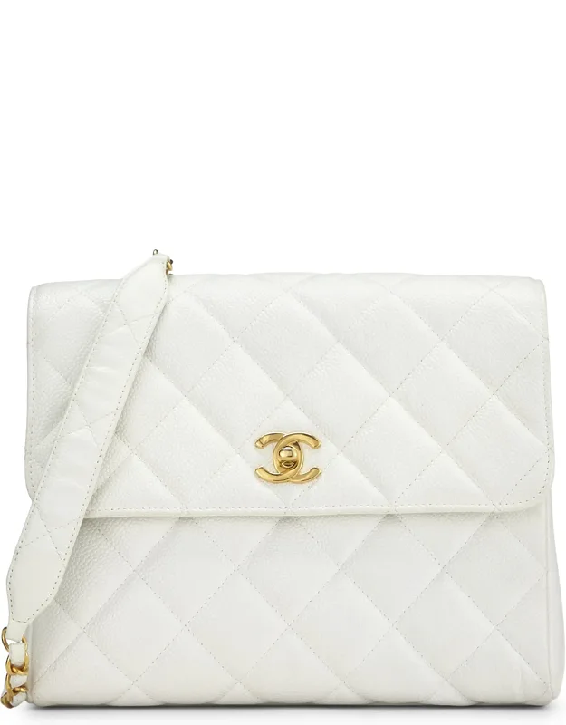 Quilted Caviar 'cc' Square Shoulder Bag