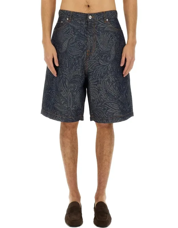 Jacquard Denim Bermuda Shorts