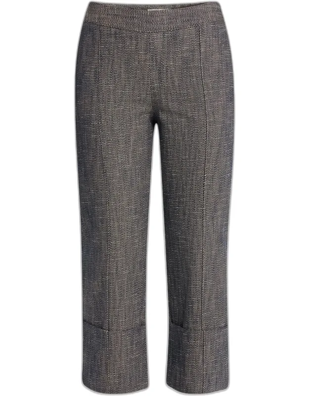 Pintuck Straight-leg Crop Pants