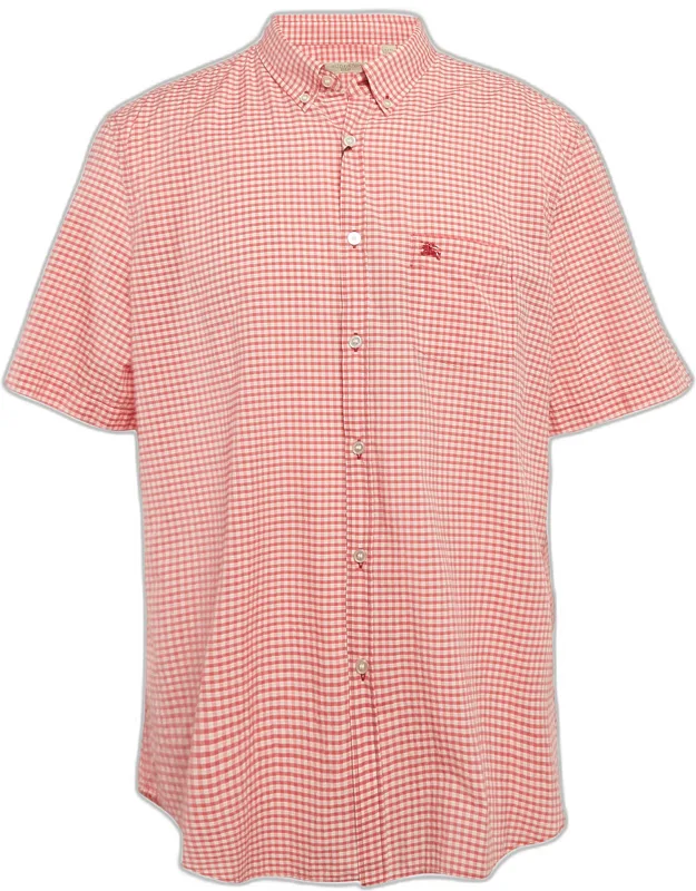 Gingham Cotton Short Sleeve Button Down Shirt