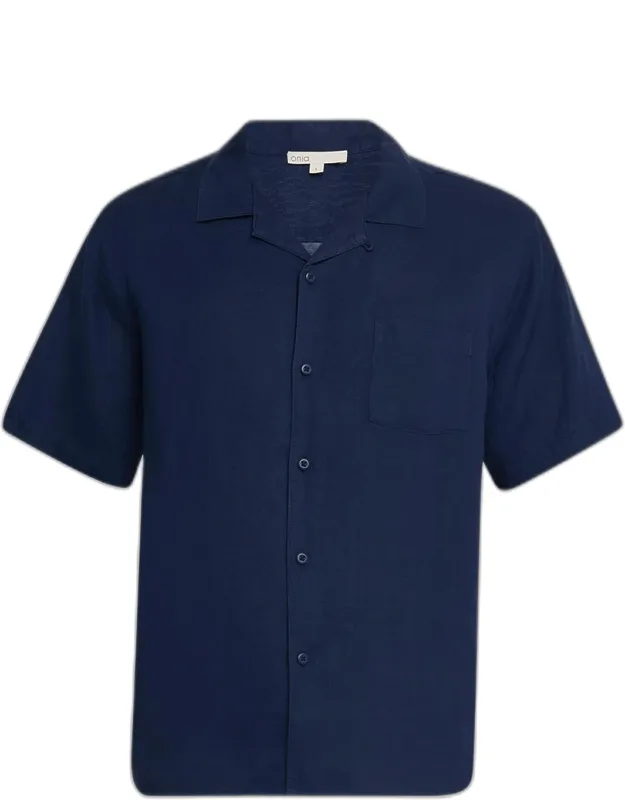 Air Linen Convertible Collar Short-sleeve Shirt