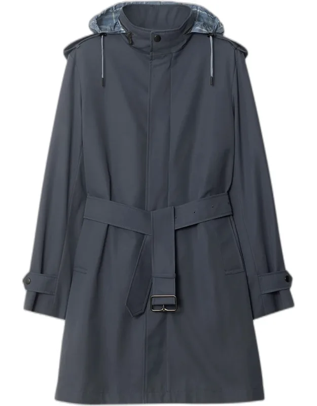Gabardine Trench Coat With Hood