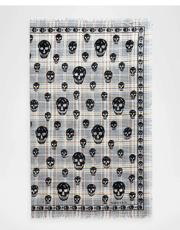 Wool Skull And Summer Check Scarf