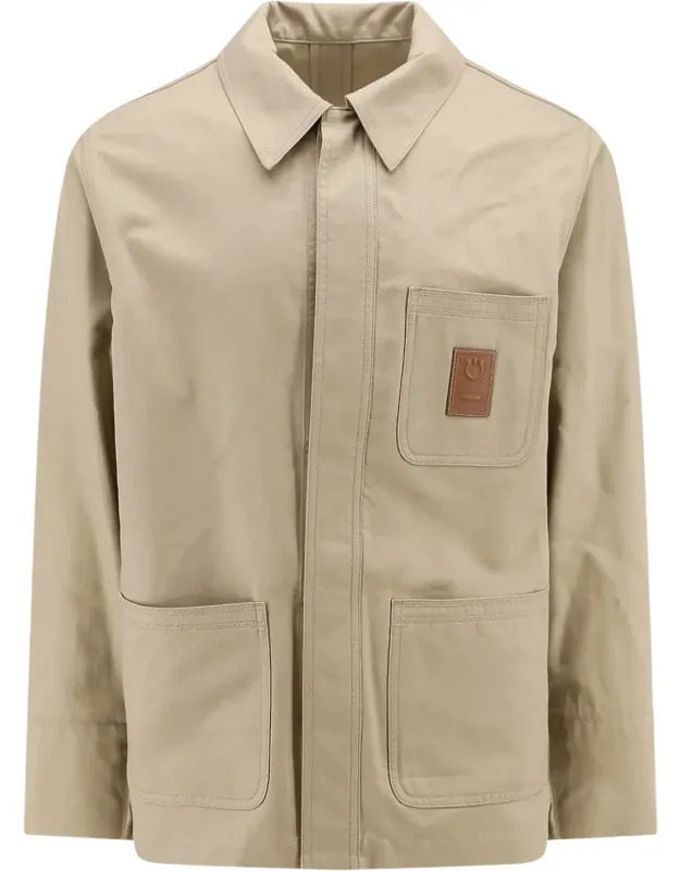 Cotton And Viscose Jacket With Gancini Leather Patch