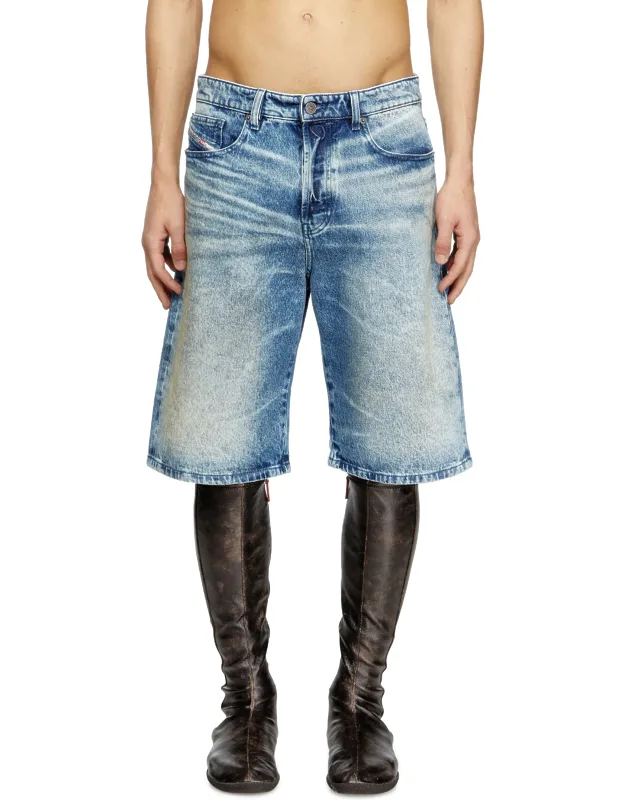 Denim Shorts With Lyrics Print