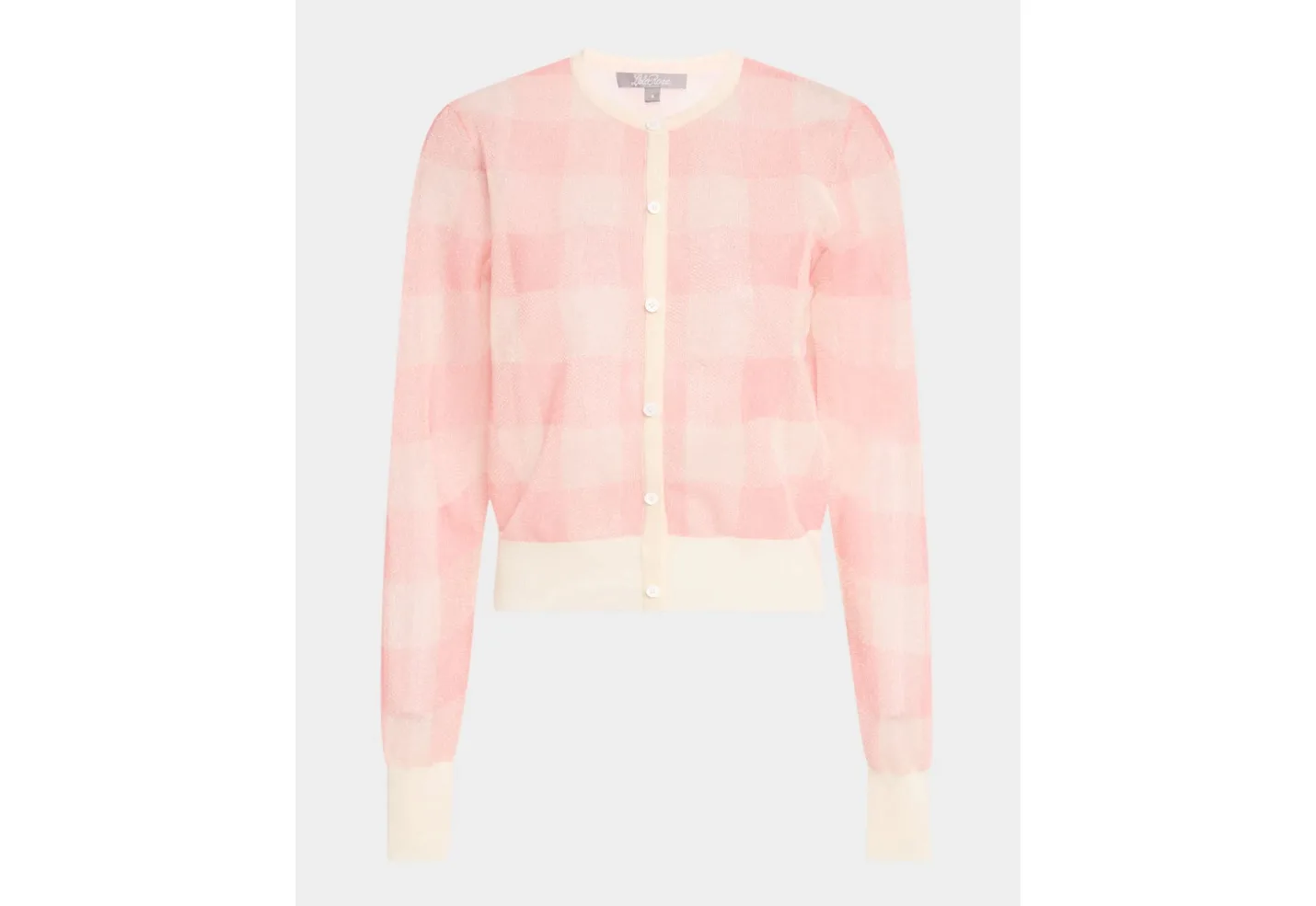 Check Crewneck Cardigan
